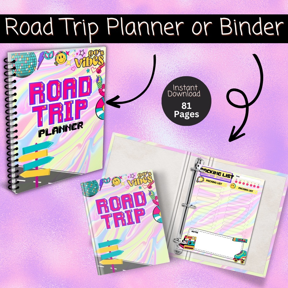 Colorful Road Trip Planner Binder